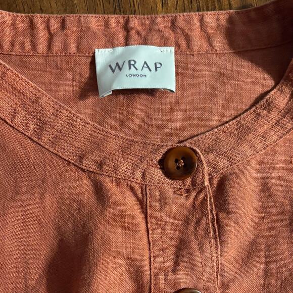 Wrap London Women’s 12 Dress 100% Linen Short Dress Pockets Drawstring Waist - Picture 4 of 9